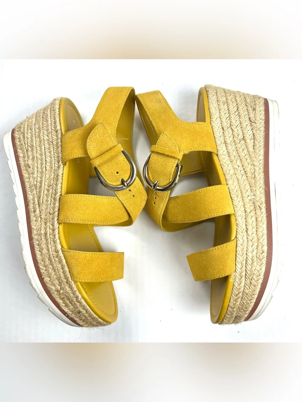 Marc Fisher MF Zain Leather-Suede Espadrille Wedge Sandals